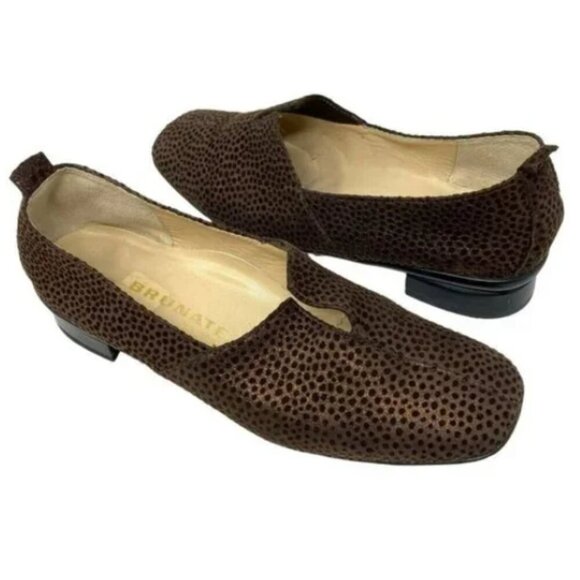 Brunate Italian Leather Slip-on Square Toe Tuff Flats - Size 5.5 EU 36 - Picture 1 of 7